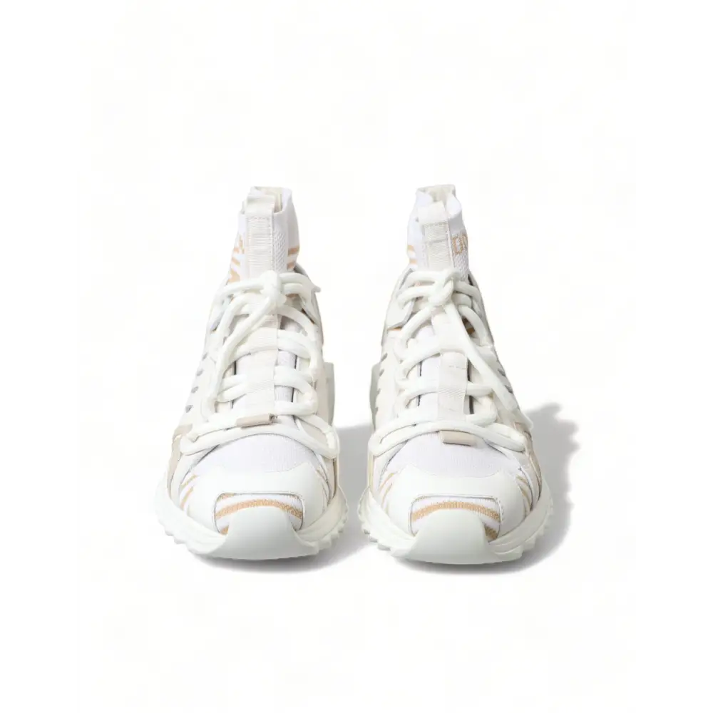 Dolce & Gabbana Weiß Beige Sorrento Socken Sneakers Schuhe - EU37/US6.5