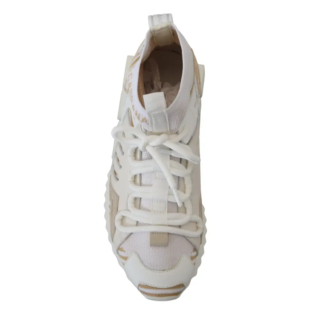 Dolce & Gabbana Weiß Beige Sorrento Turnschuhe Schuhe - EU39/US6