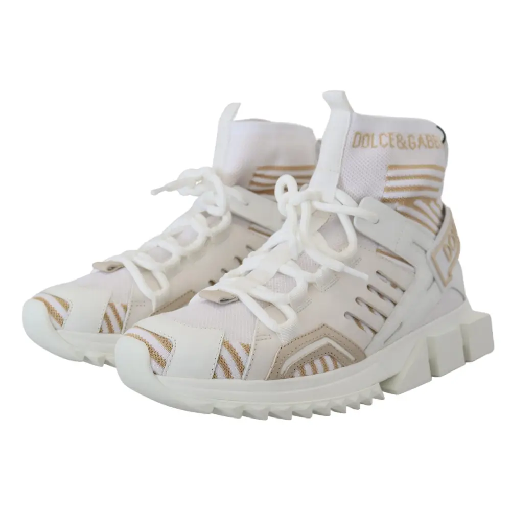 Dolce & Gabbana Weiß Beige Sorrento Turnschuhe Schuhe - EU39/US6