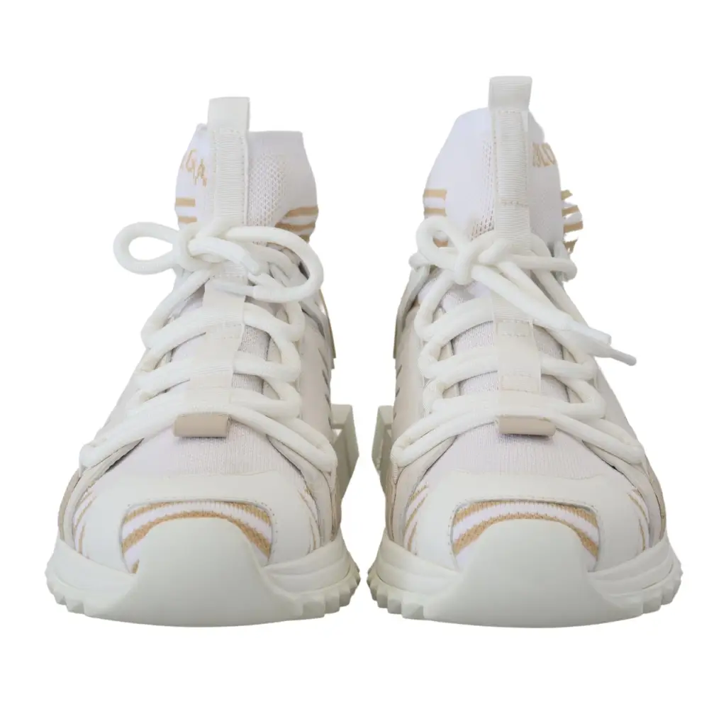 Dolce & Gabbana Weiß Beige Sorrento Turnschuhe Schuhe - EU39/US6