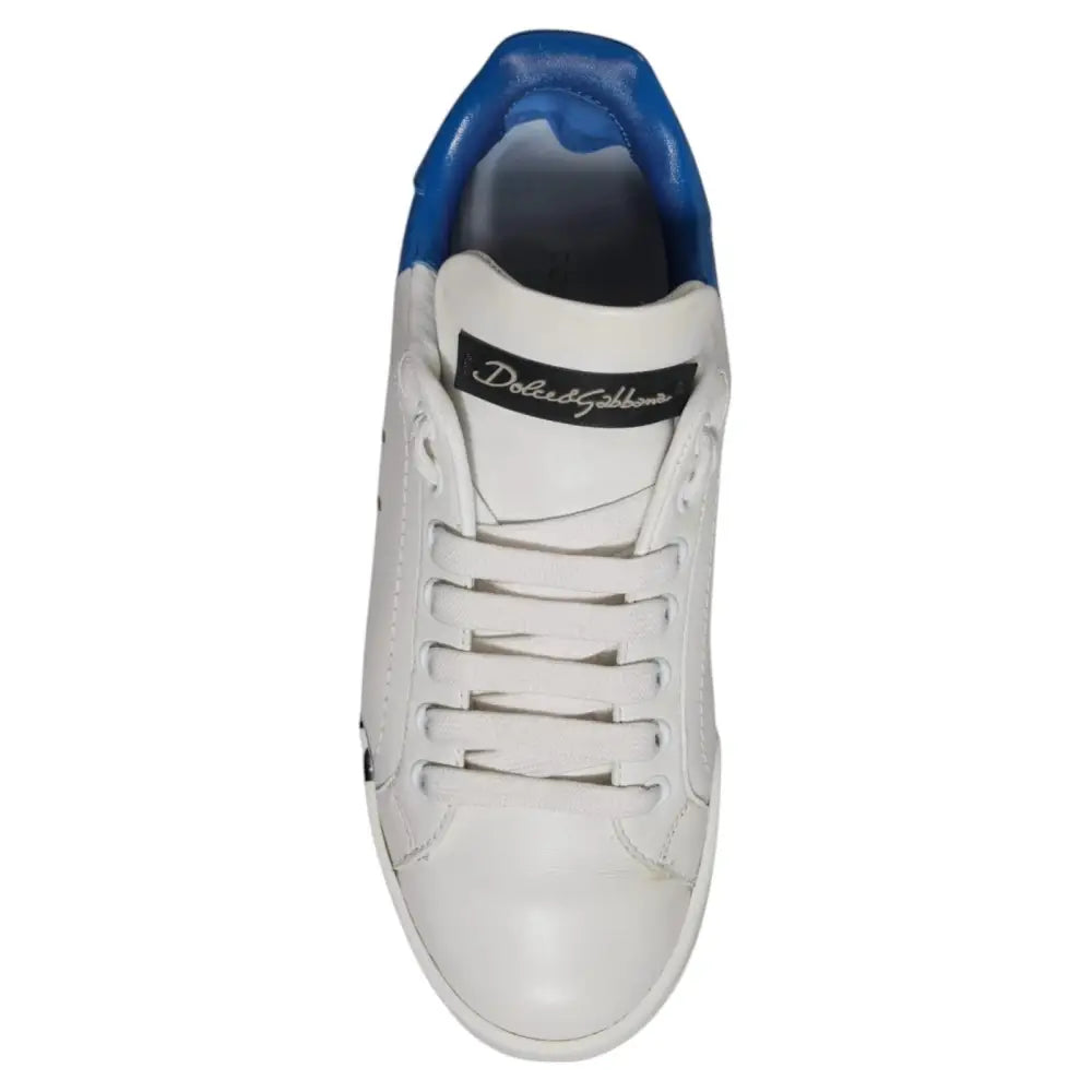 Dolce & Gabbana Weiß Blau Logo Portofino Turnschuhe Schuhe - EU36/US6