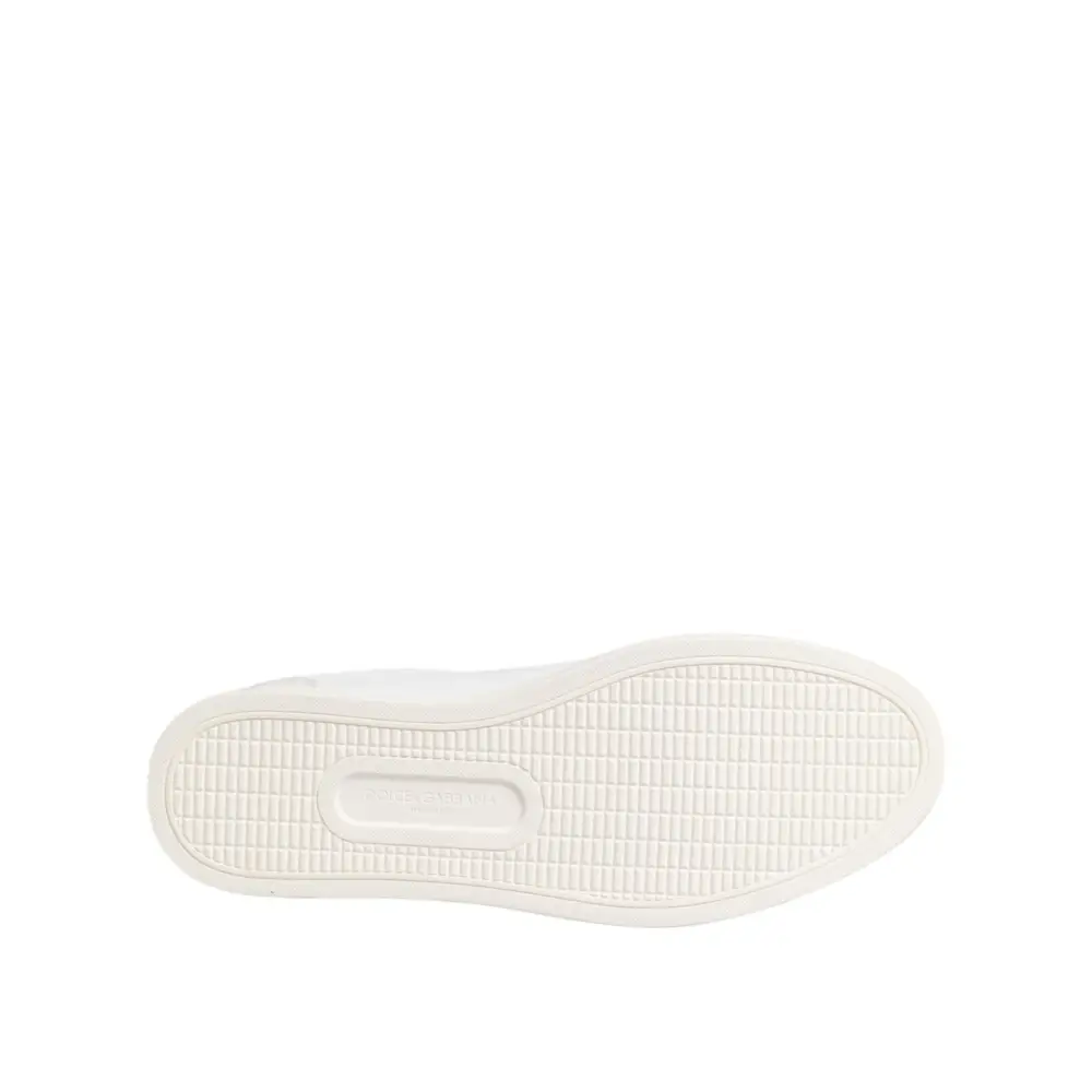 Dolce & Gabbana Weiß Crown Bee Leder Low Top Turnschuhe Schuhe - EU42/US9