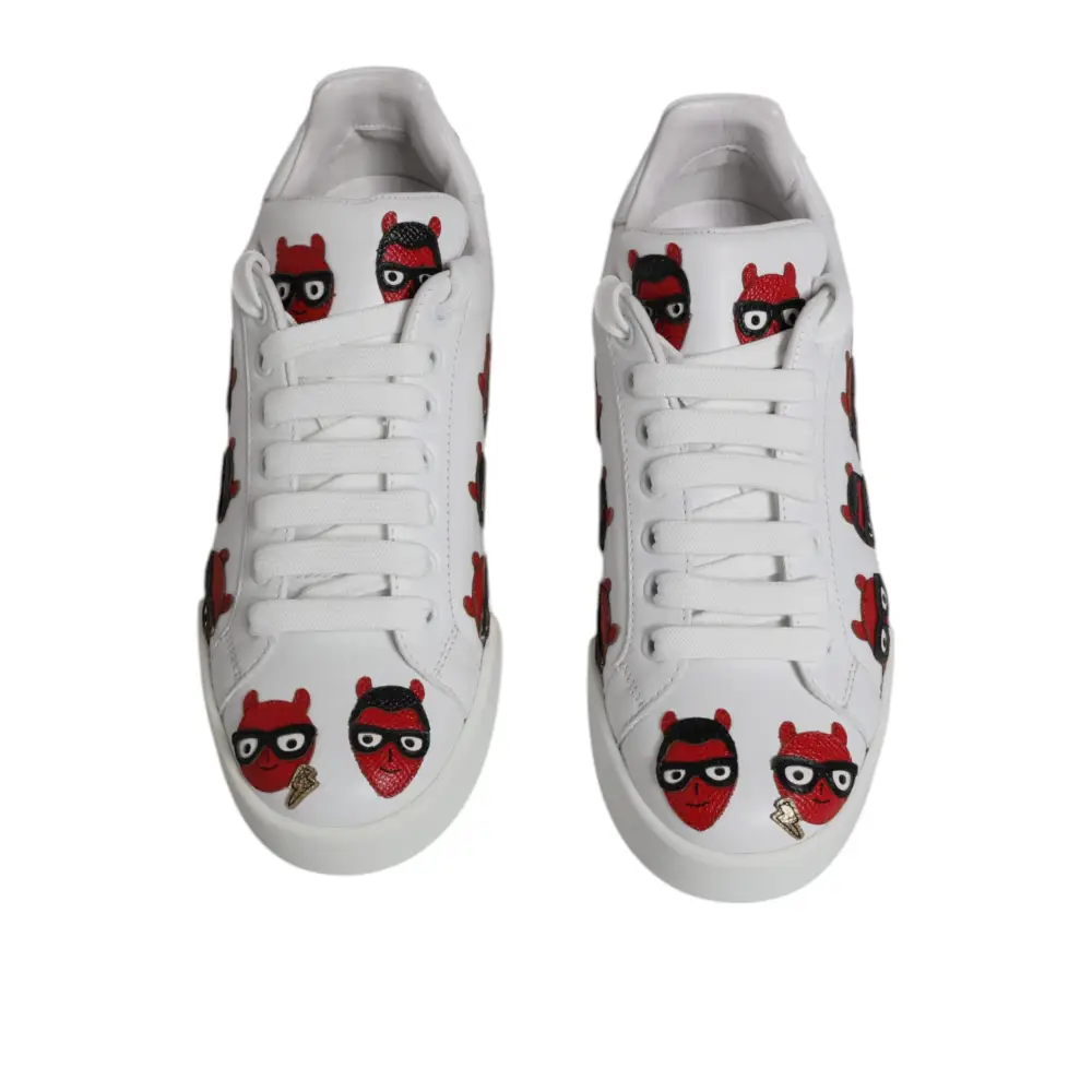 Dolce & Gabbana Weiß Devil Face Portofino Turnschuhe Schuhe - EU36/US6