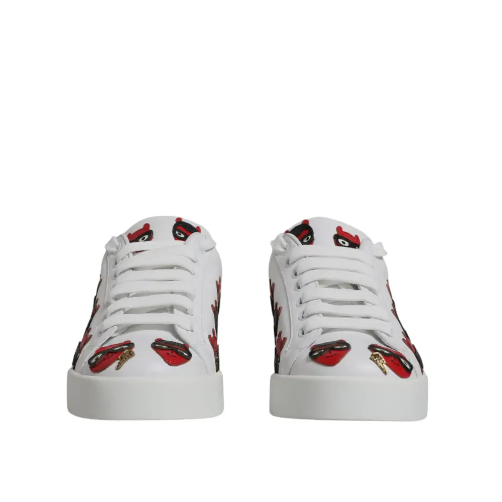 Dolce & Gabbana Weiß Devil Face Portofino Turnschuhe Schuhe - EU36/US6