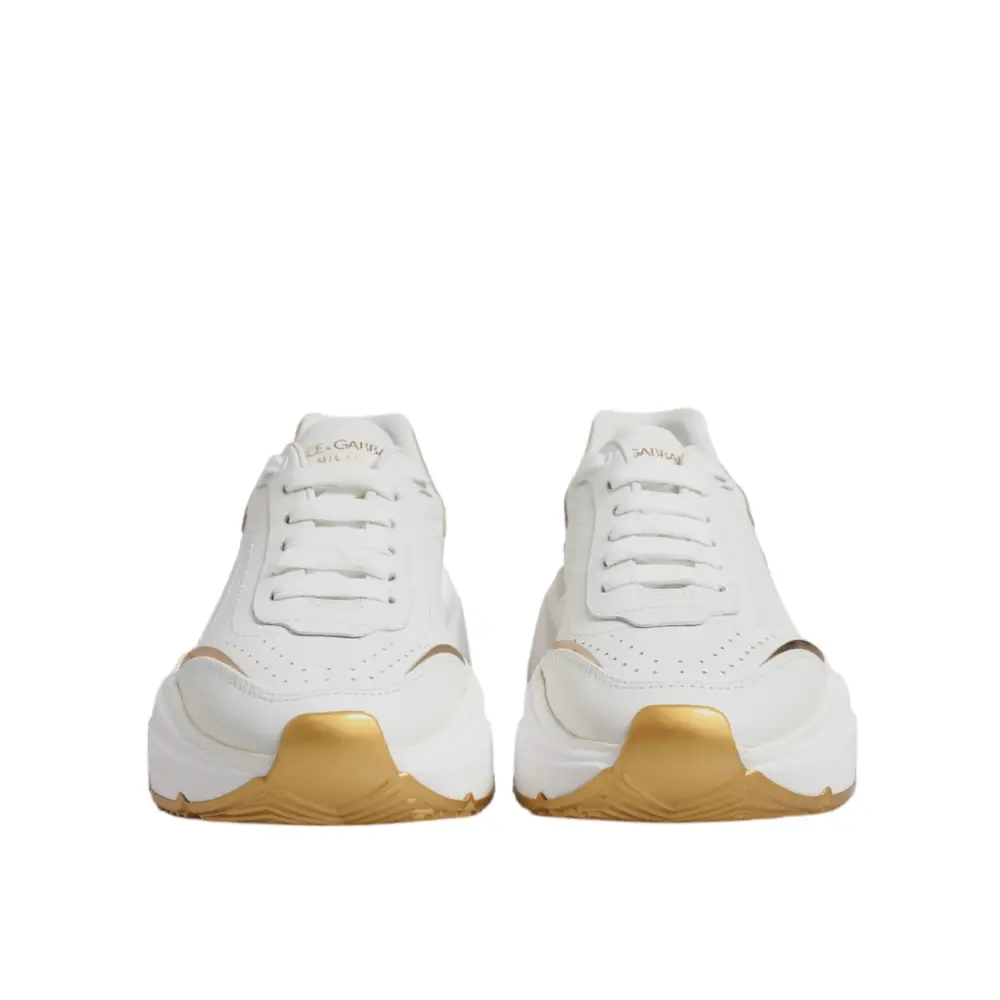 Dolce & Gabbana Weiß Gold Daymaster Low Top Turnschuhe Schuhe - EU36.5/US6