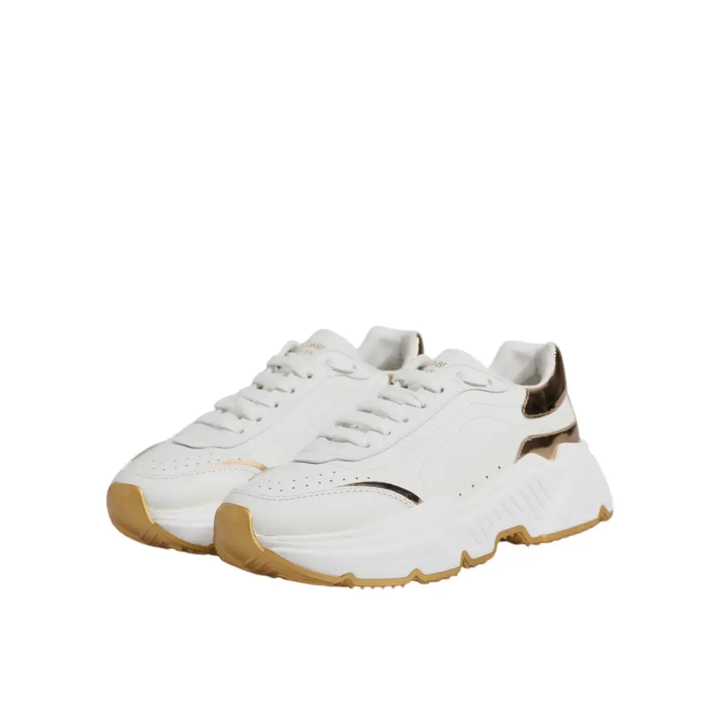 Dolce & Gabbana Weiß Gold Daymaster Low Top Turnschuhe Schuhe - EU36.5/US6