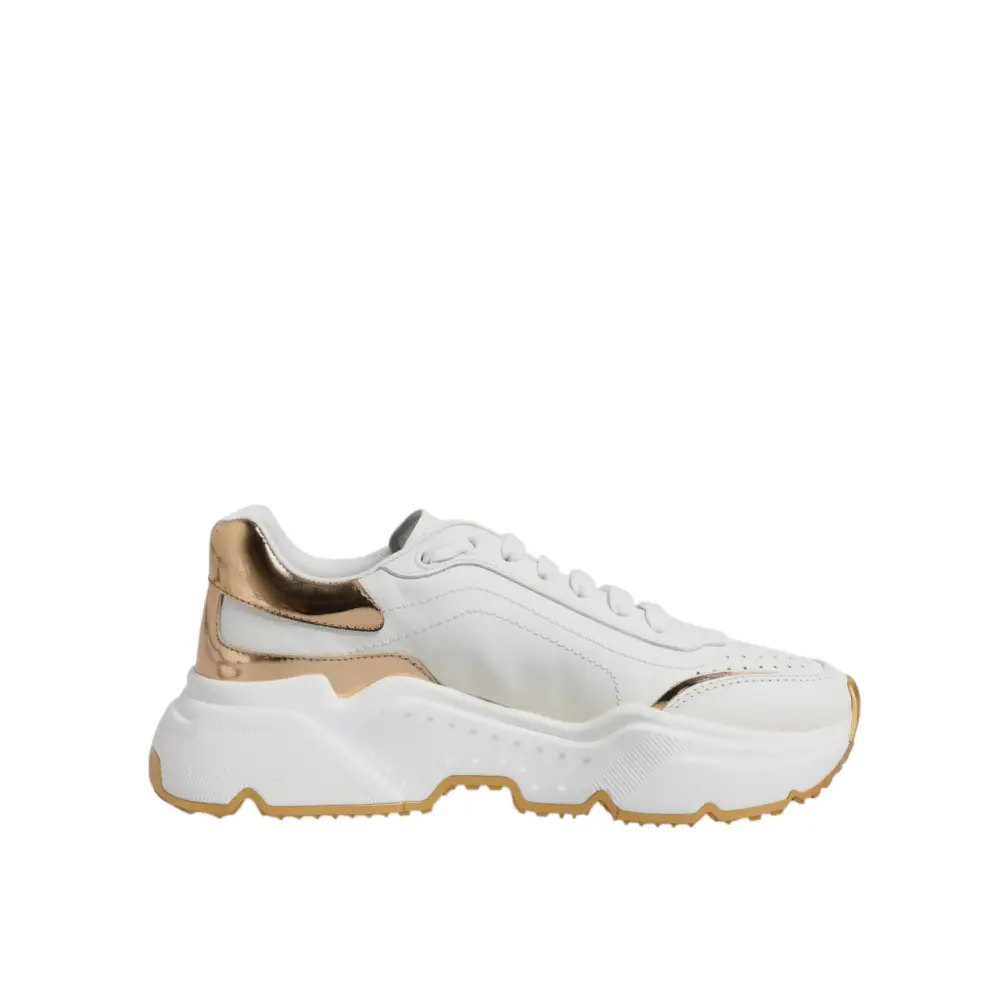 Dolce & Gabbana Weiß Gold Daymaster Low Top Turnschuhe Schuhe - EU36.5/US6