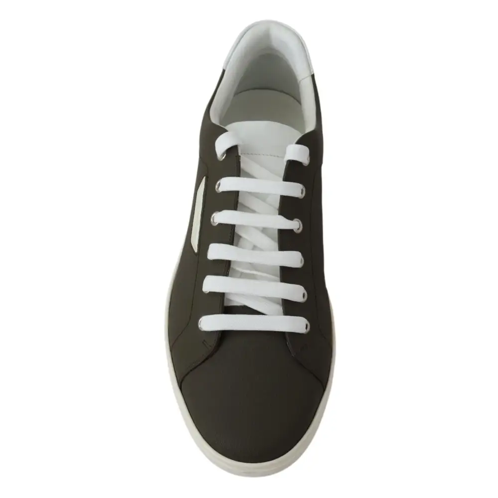 Dolce & Gabbana Weiß Grün Leder Low Top Turnschuhe Schuhe