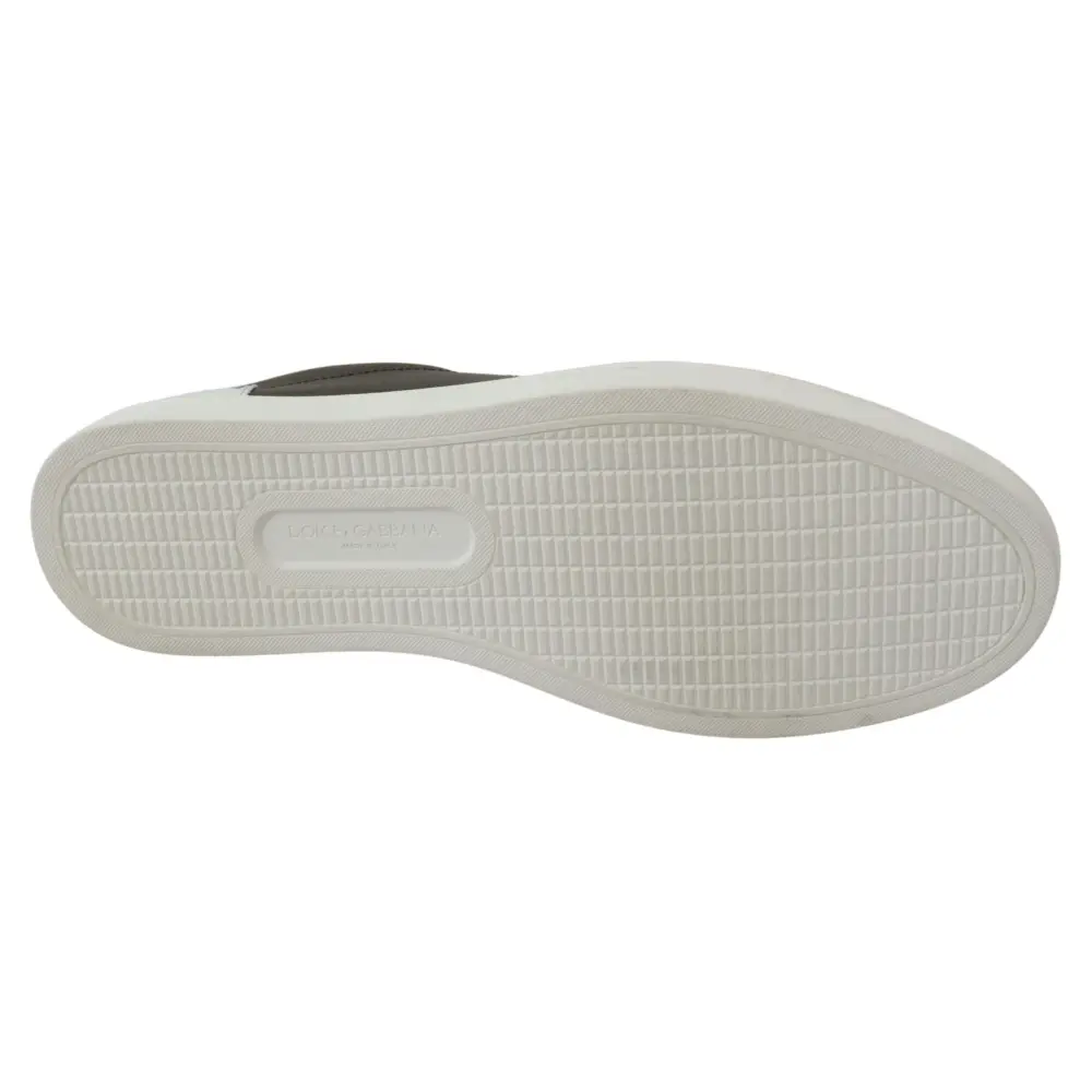 Dolce & Gabbana Weiß Grün Leder Low Top Turnschuhe Schuhe