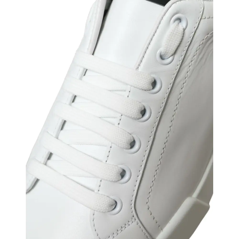 Dolce & Gabbana Weiß Grün Leder Portofino Turnschuhe Schuhe - EU39.5/US6.5