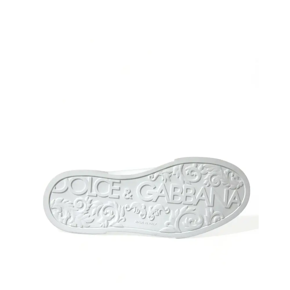 Dolce & Gabbana Weiß Grün Leder Portofino Turnschuhe Schuhe - EU39.5/US6.5