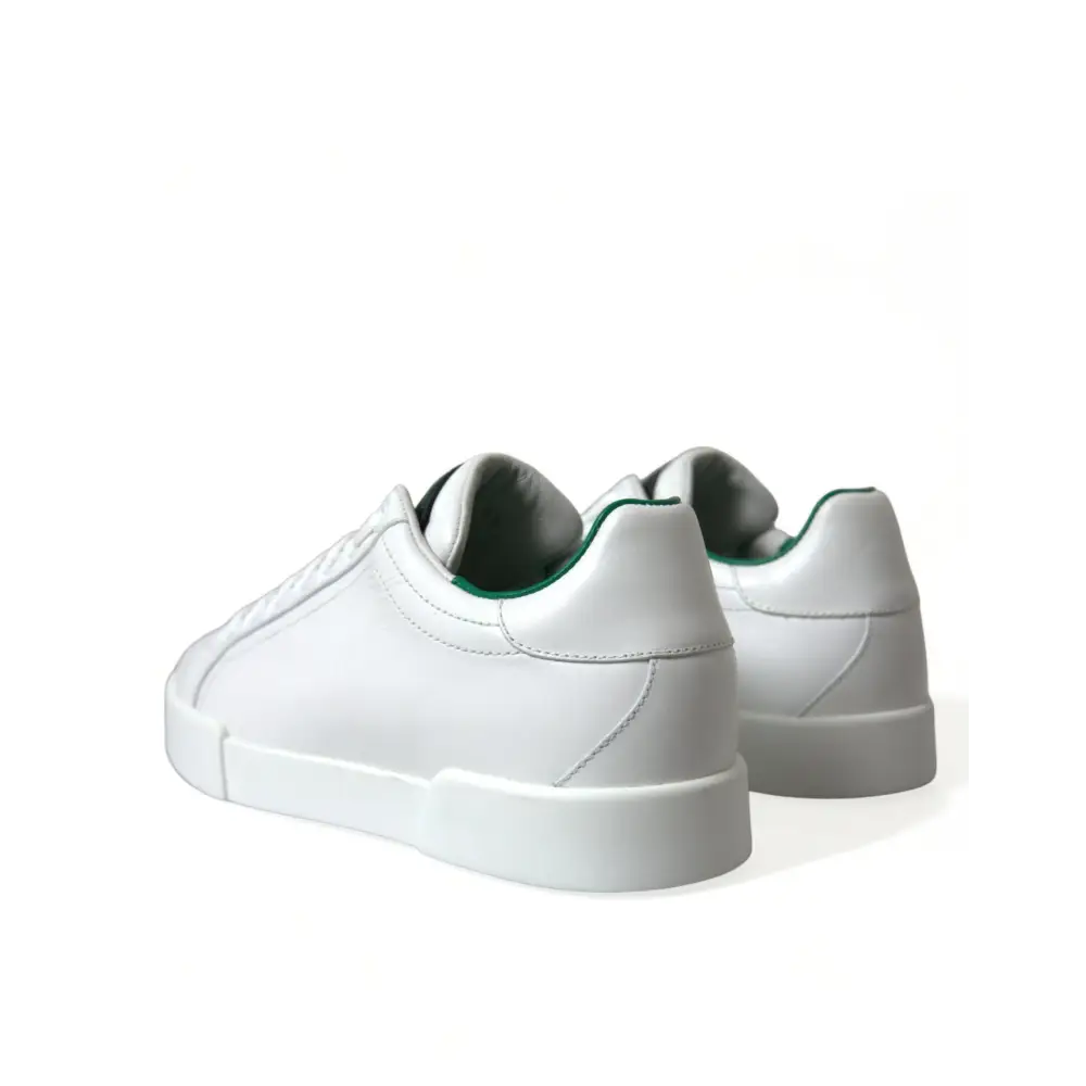Dolce & Gabbana Weiß Grün Leder Portofino Turnschuhe Schuhe - EU39.5/US6.5