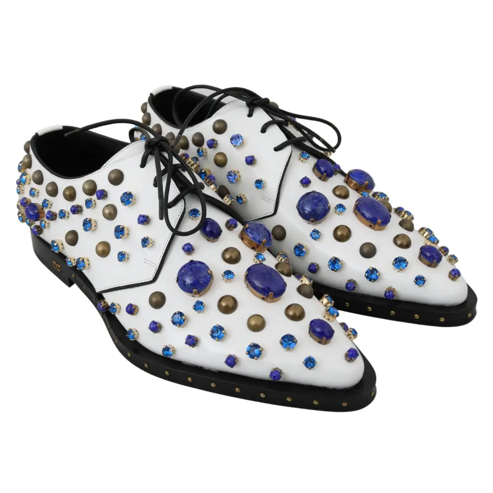 Dolce & Gabbana Weiß Leder Kristalle Kleid Broque Schuhe - EU39/US8.5