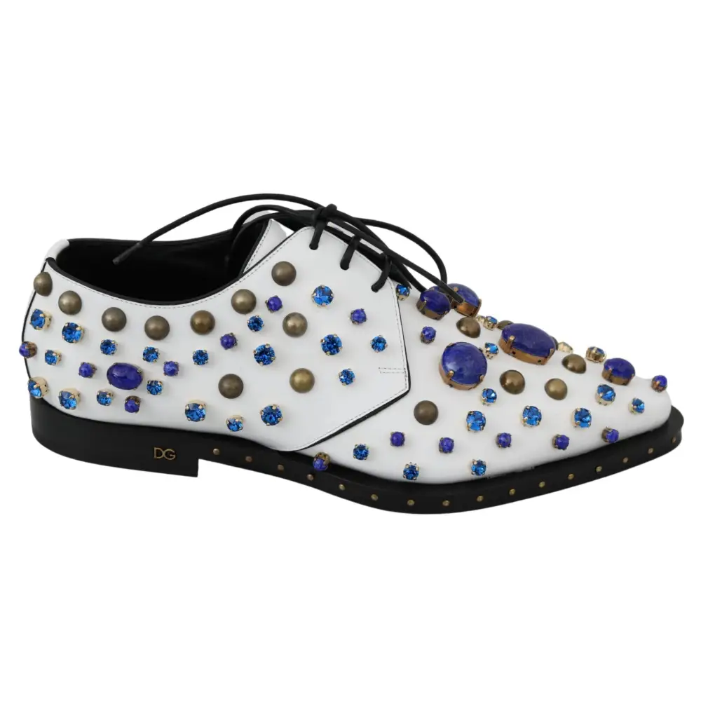 Dolce & Gabbana Weiß Leder Kristalle Kleid Broque Schuhe - EU39/US8.5