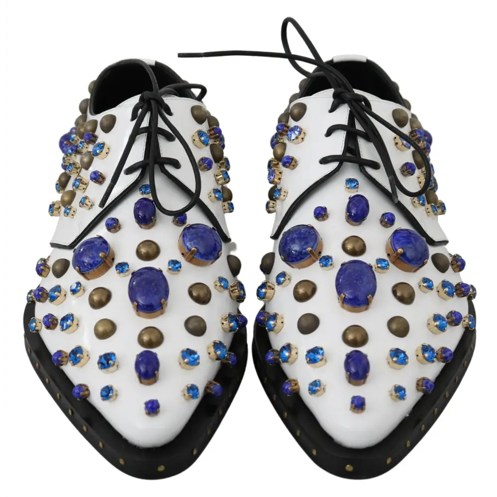 Dolce & Gabbana Weiß Leder Kristalle Kleid Broque Schuhe - EU39/US8.5