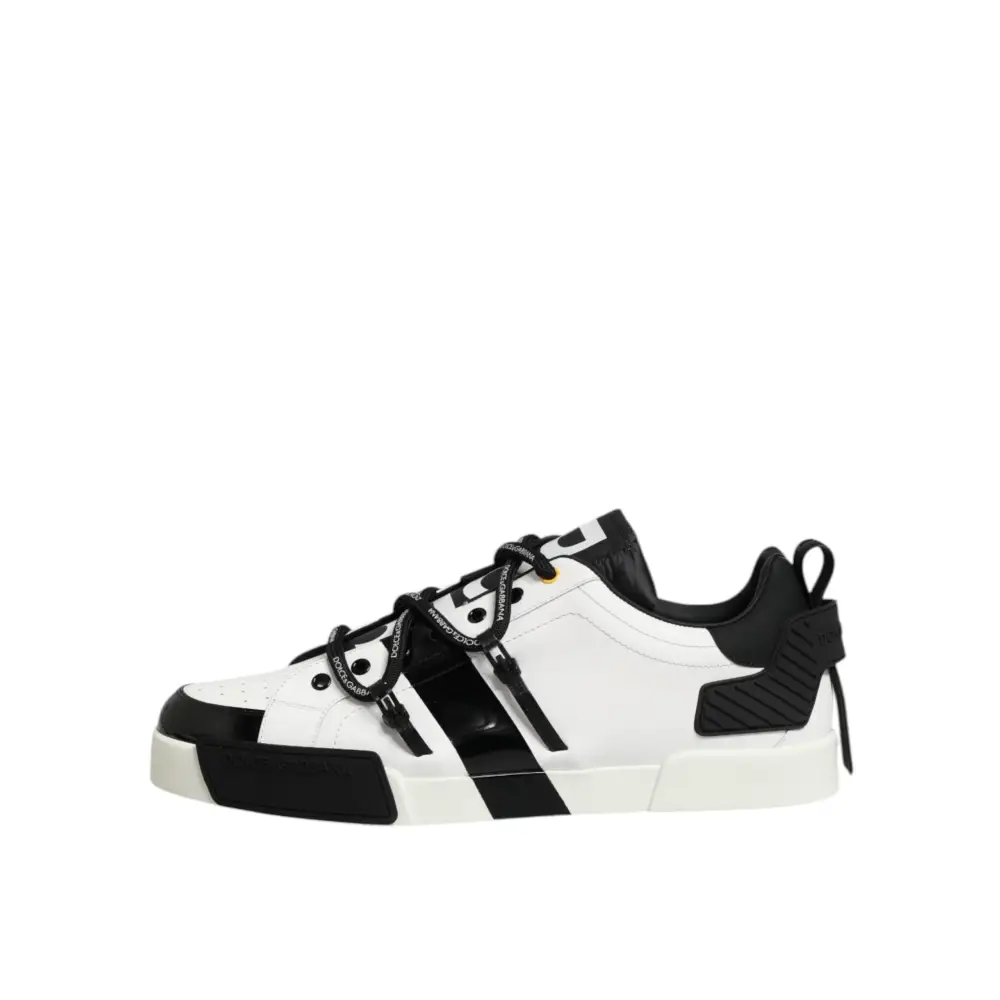 Dolce & Gabbana Weiß Leder Logo Portofino Turnschuhe Schuhe - EU47/US14