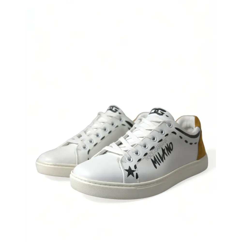 Dolce & Gabbana Weiß Leder LOVE Milano Männer Turnschuhe Schuhe - EU39.5/US6.5