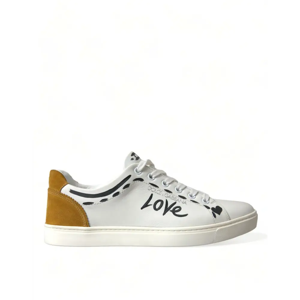 Dolce & Gabbana Weiß Leder LOVE Milano Männer Turnschuhe Schuhe - EU39.5/US6.5
