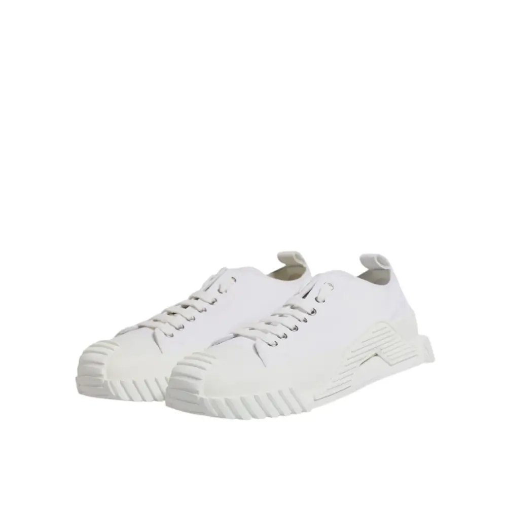 Dolce & Gabbana Weiß Leder Low Top NS1 Turnschuhe Schuhe - EU44/US11