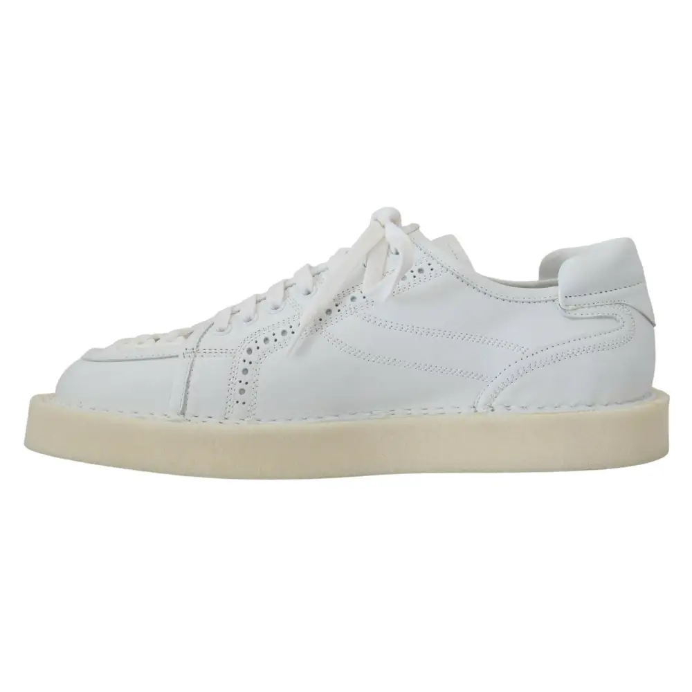 Dolce & Gabbana Weiß Leder Low Top Oxford Turnschuhe Freizeitschuhe - EU40/US7