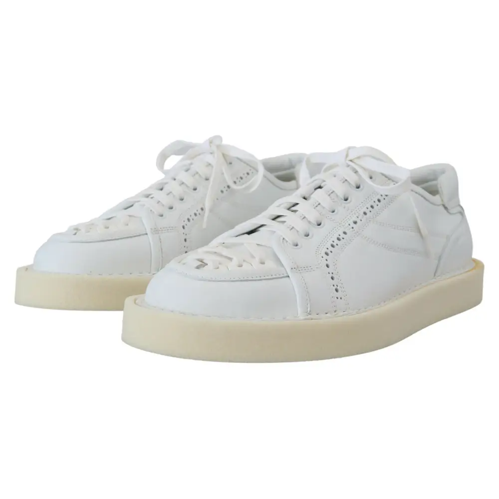 Dolce & Gabbana Weiß Leder Low Top Oxford Turnschuhe Freizeitschuhe - EU40/US7