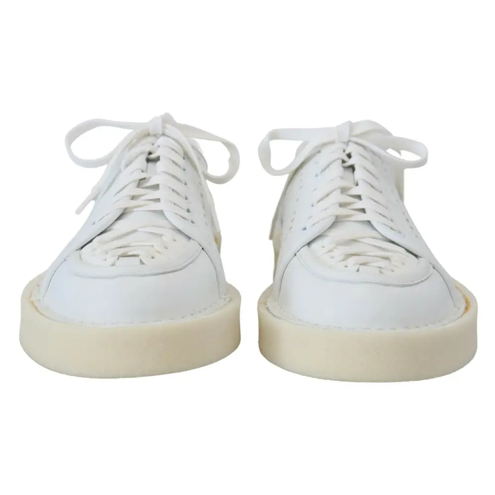 Dolce & Gabbana Weiß Leder Low Top Oxford Turnschuhe Freizeitschuhe - EU40/US7