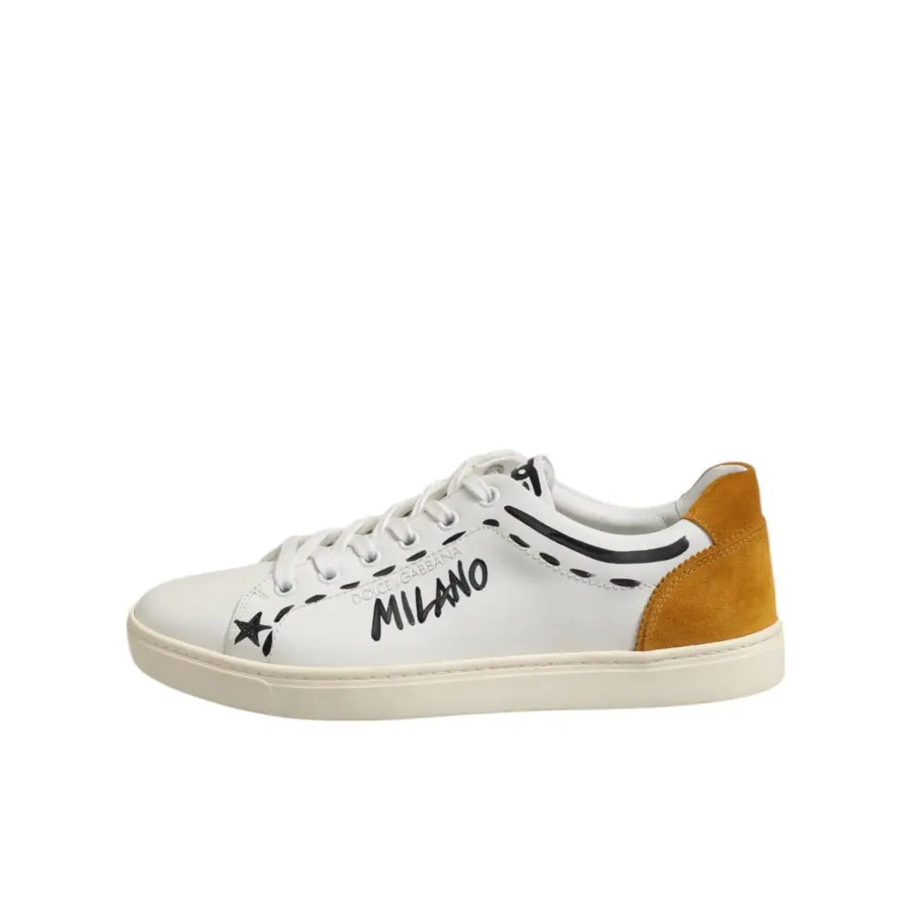 Dolce & Gabbana Weiß Leder MILANO Low Top Turnschuhe Schuhe