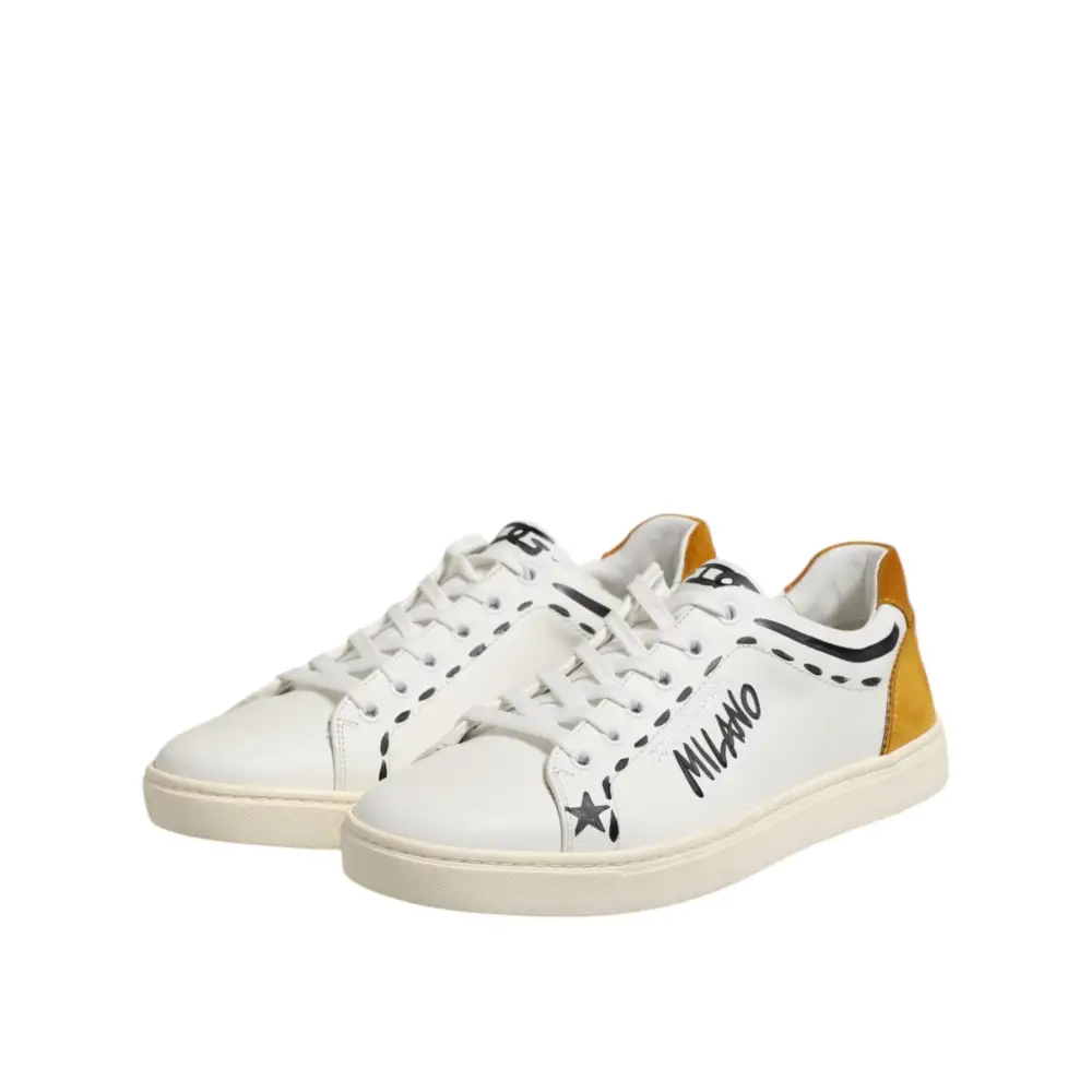 Dolce & Gabbana Weiß Leder MILANO Low Top Turnschuhe Schuhe