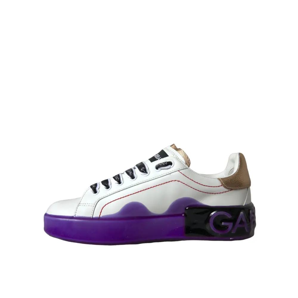 Dolce & Gabbana Weiß Leder Portofino Low Top Sneakers Schuhe - EU35/US4.5