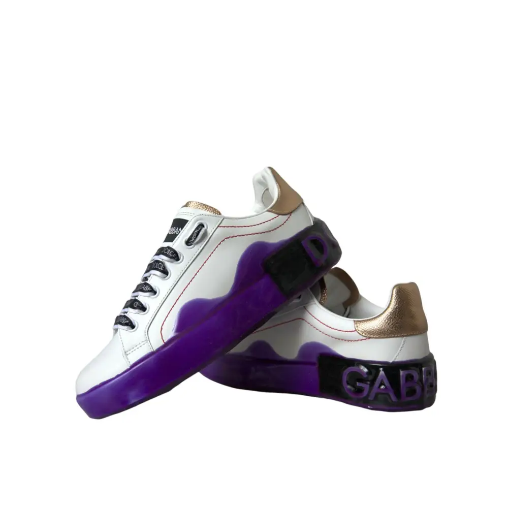 Dolce & Gabbana Weiß Leder Portofino Low Top Sneakers Schuhe - EU35/US4.5