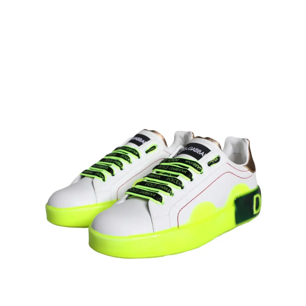 Dolce & Gabbana Weiß Leder Portofino Low Top Sneakers Schuhe - EU35/US4.5