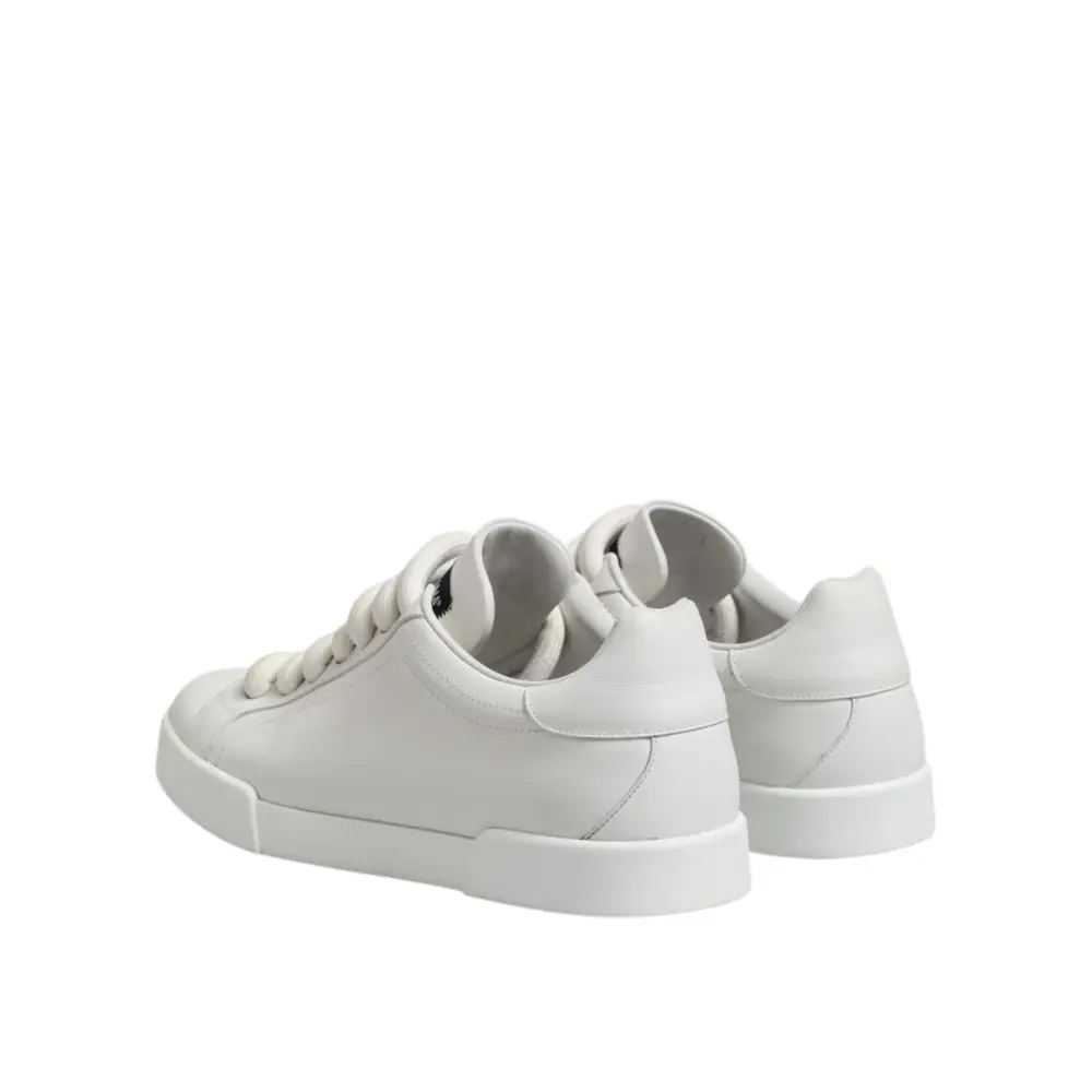 Dolce & Gabbana Weiß Logo Lace Up Low Top Männer Turnschuhe Schuhe - EU44/US11