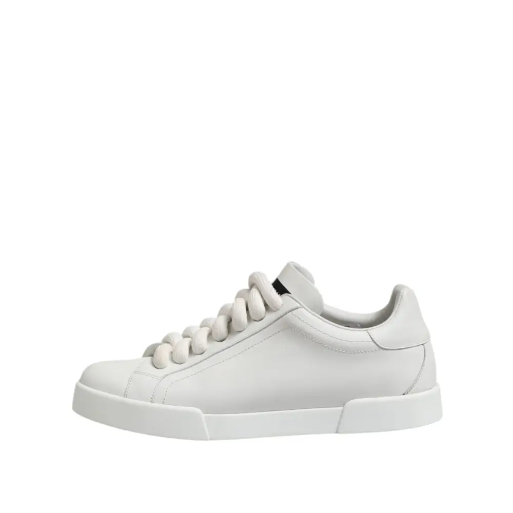Dolce & Gabbana Weiß Logo Lace Up Low Top Männer Turnschuhe Schuhe - EU44/US11