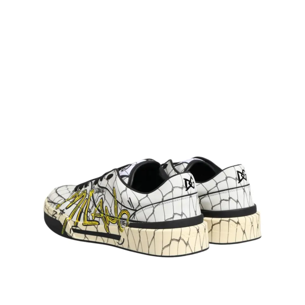 Dolce & Gabbana Weiß Logo Print Low Top Männer Turnschuhe Schuhe - EU44/US11