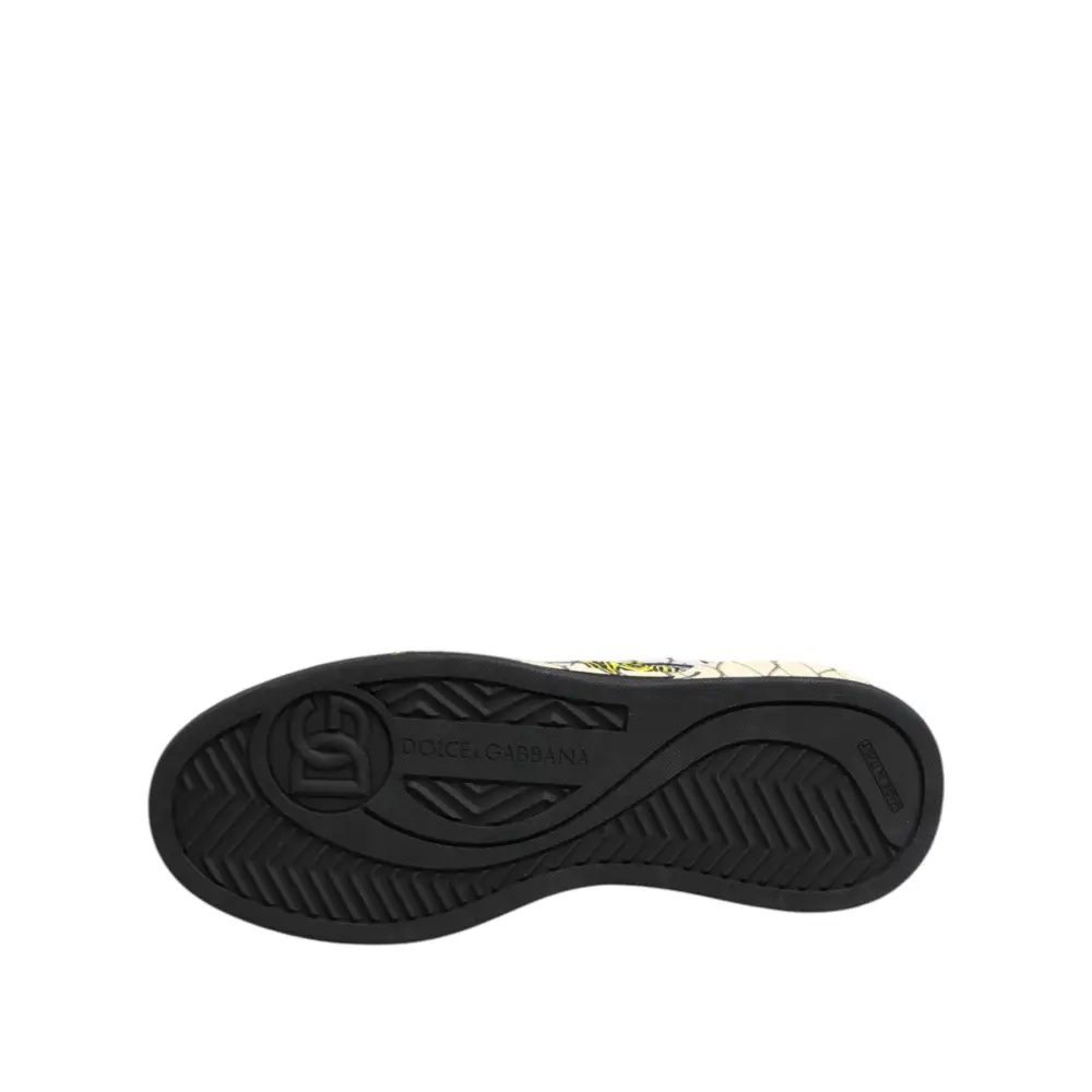 Dolce & Gabbana Weiß Logo Print Low Top Männer Turnschuhe Schuhe - EU44/US11