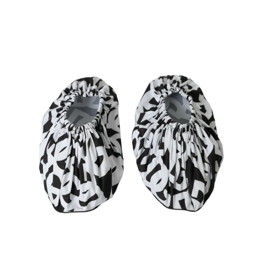 Dolce & Gabbana Weiß Logo Print Nylon Slip On Flats Schuhe - EU39/US8.5