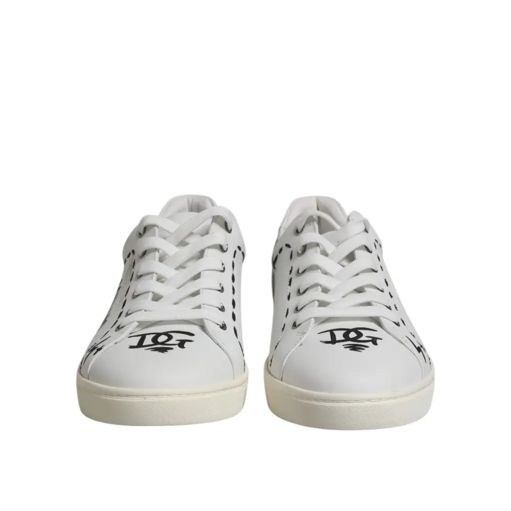 Dolce & Gabbana Weiß London Kalbsleder Männer Turnschuhe Schuhe