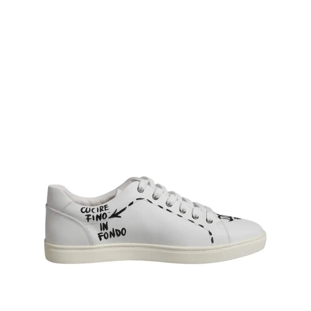 Dolce & Gabbana Weiß London Kalbsleder Männer Turnschuhe Schuhe