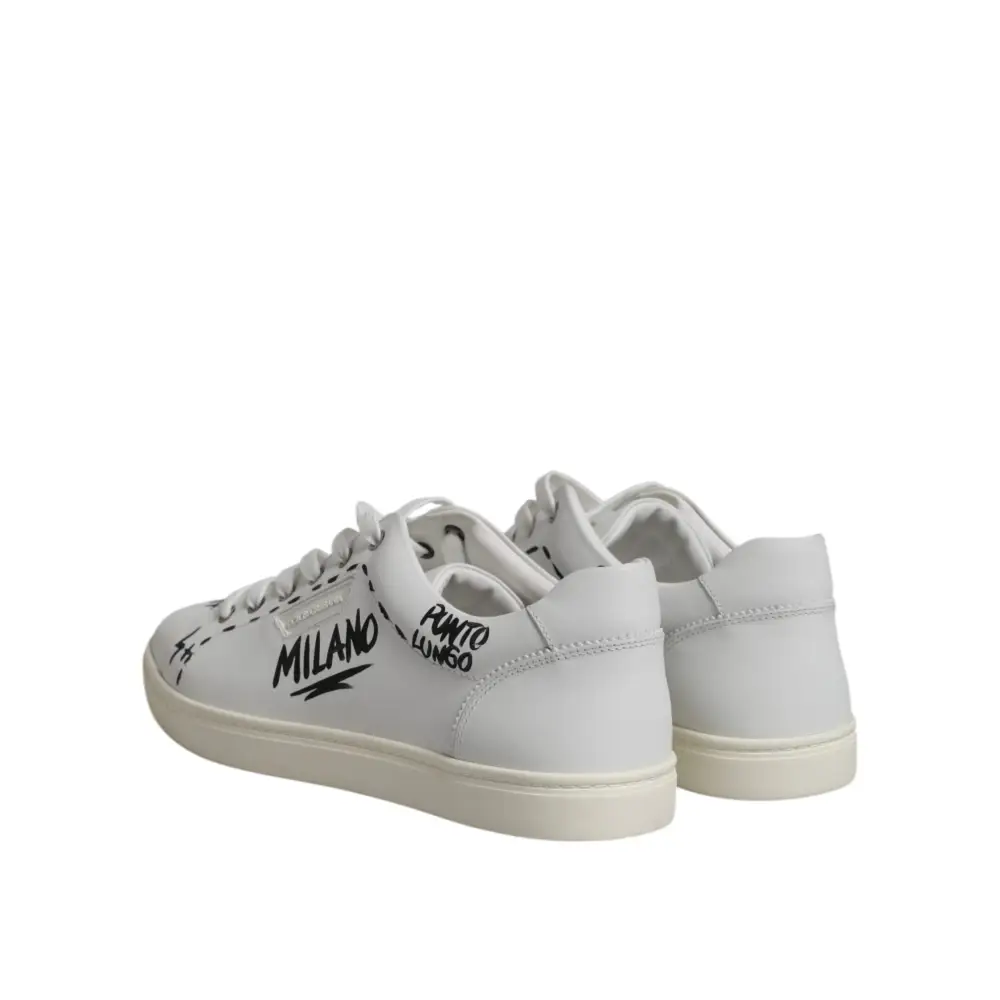 Dolce & Gabbana Weiß London Kalbsleder Männer Turnschuhe Schuhe