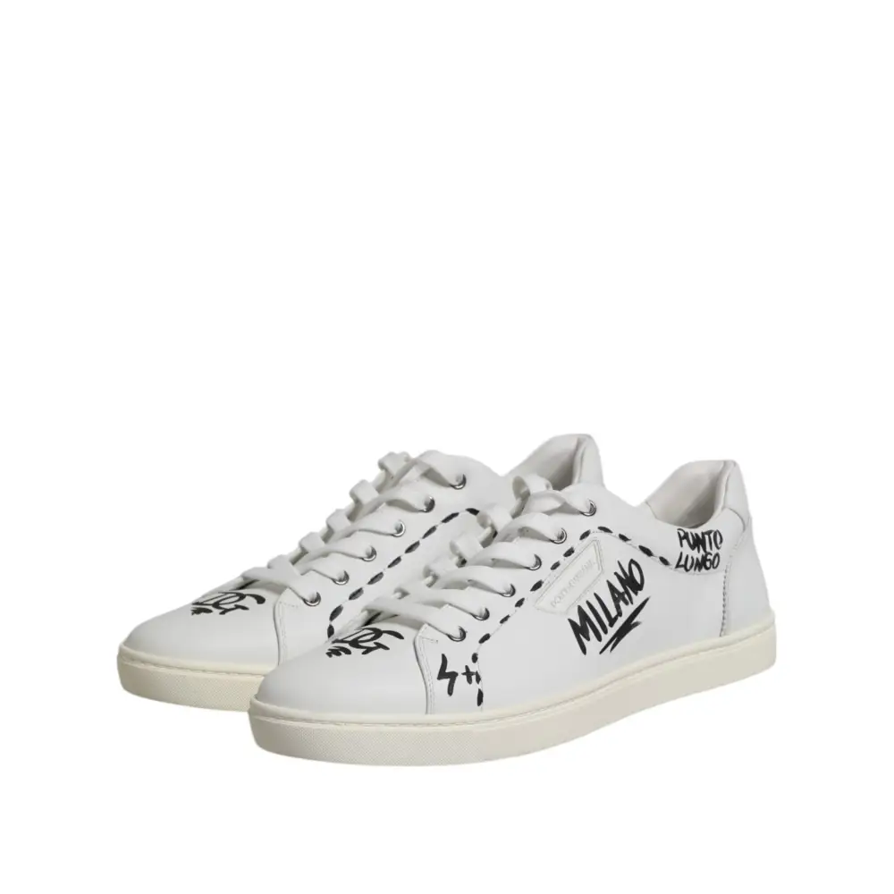 Dolce & Gabbana Weiß London Kalbsleder Männer Turnschuhe Schuhe