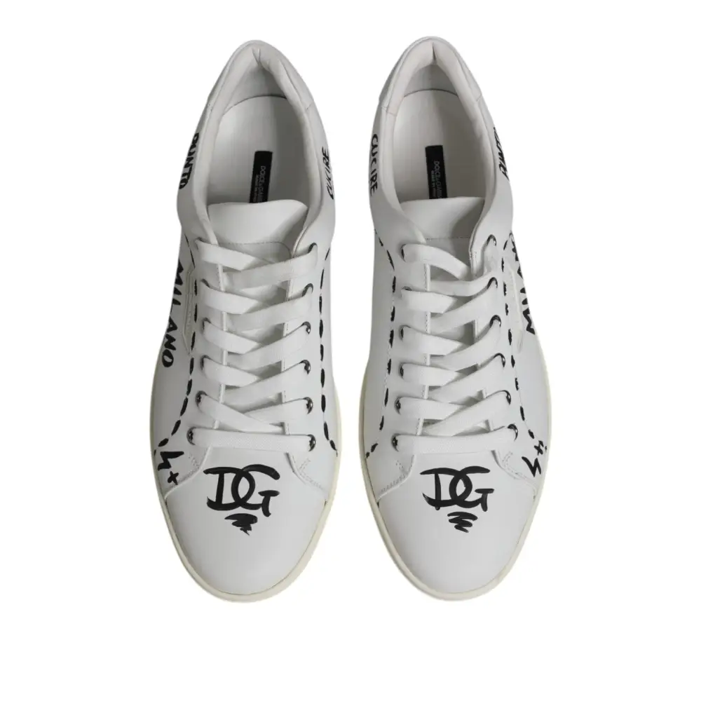 Dolce & Gabbana Weiß London Kalbsleder Männer Turnschuhe Schuhe