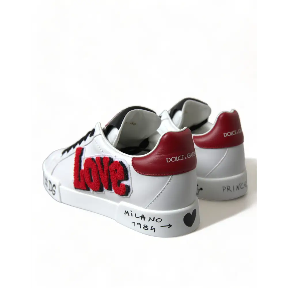 Dolce & Gabbana Weiß Love Patch Portofino Klassische Turnschuhe Schuhe - EU36/US5.5