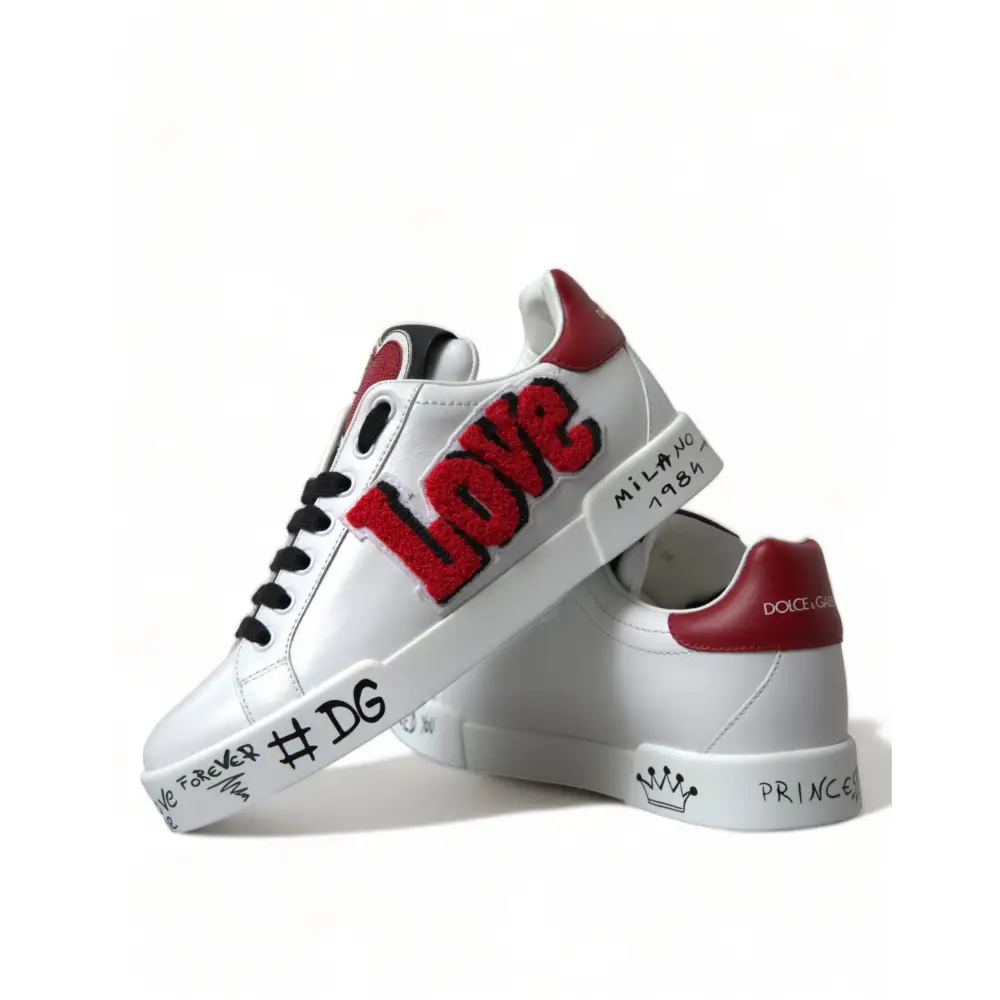 Dolce & Gabbana Weiß Love Patch Portofino Klassische Turnschuhe Schuhe - EU36/US5.5