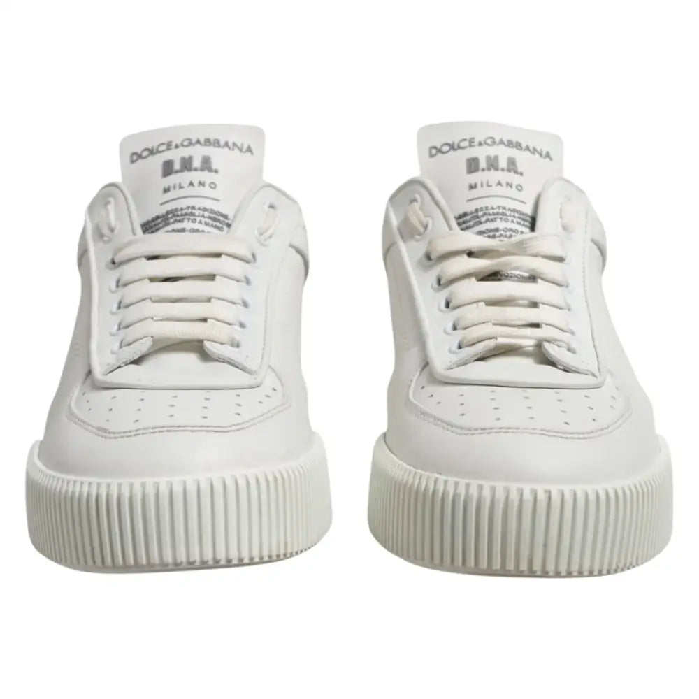 Dolce & Gabbana Weiß Miami Leder Low Top Männer Turnschuhe Schuhe - EU40/US7