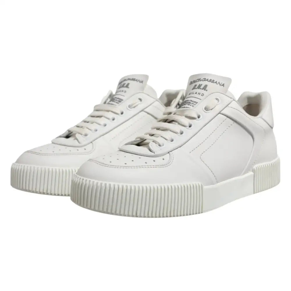 Dolce & Gabbana Weiß Miami Leder Low Top Männer Turnschuhe Schuhe - EU40/US7