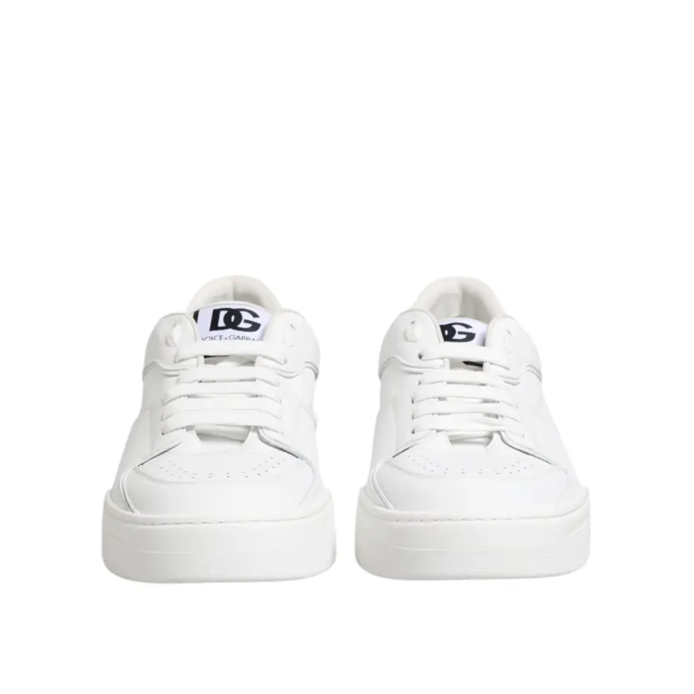 Dolce & Gabbana Weiß Miami Leder Low Top Turnschuhe Schuhe - EU42/US9