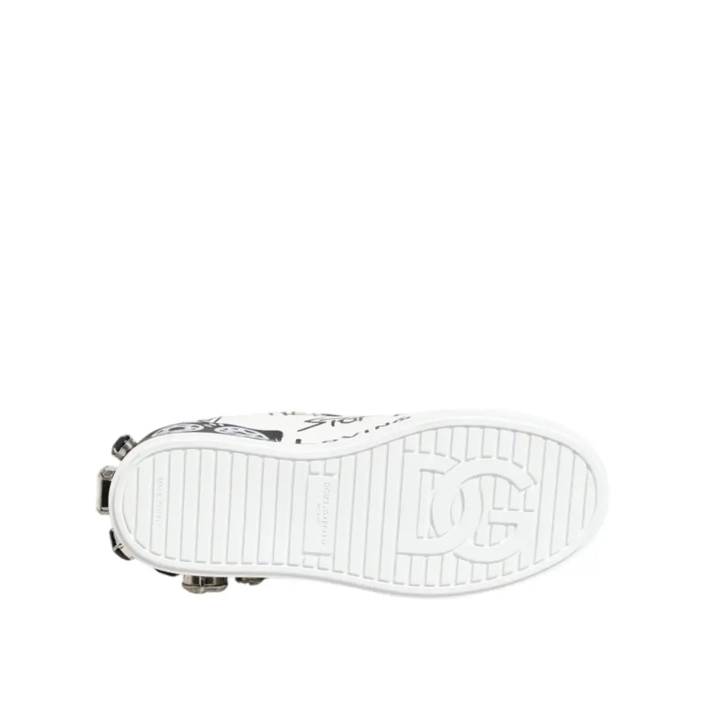 Dolce & Gabbana Weiß Portofino Kristall Turnschuhe Schuhe - EU35/US4.5