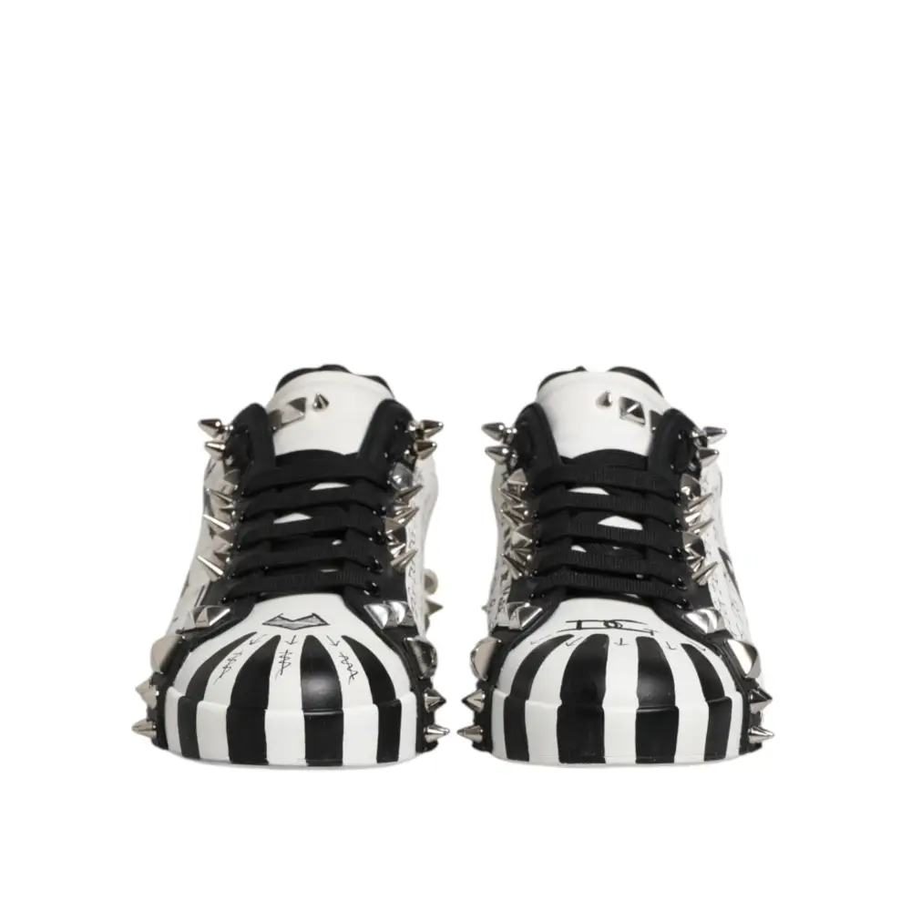 Dolce & Gabbana Weiß Portofino Nieten Männer Turnschuhe Schuhe - EU43/US10