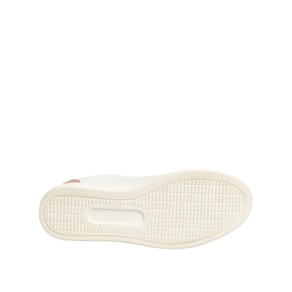 Dolce & Gabbana Weiß Rosa Leder Low Top Turnschuhe Schuhe