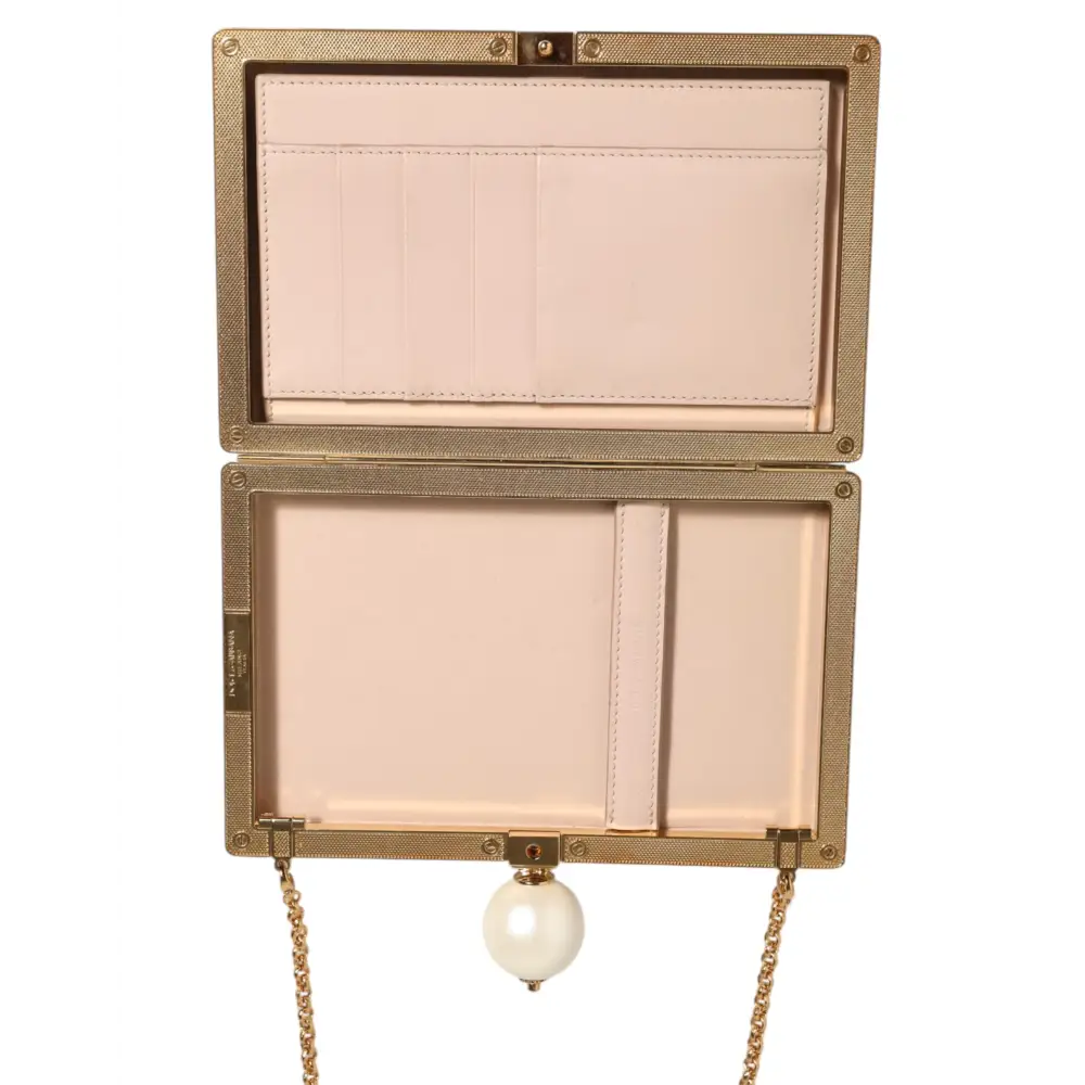 Dolce & Gabbana Weiß Rose Stickerei Seide Gold Frame Clutch Geldbeutel Tasche